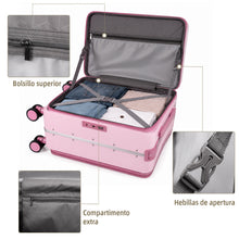 Cargar imagen en el visor de la galería, Maleta de Cabina 54x24x35cm de Polipropileno, Abertura Superior y Cerradura TSA - Rosa
