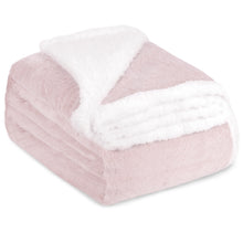 Cargar imagen en el visor de la galería, Manta Borreguito Sherpa Reversible 220x240 Extra Suave- Rosa Claro
