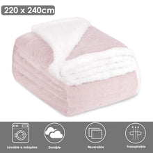 Cargar imagen en el visor de la galería, Manta Borreguito Sherpa Reversible 220x240 Extra Suave- Rosa Claro
