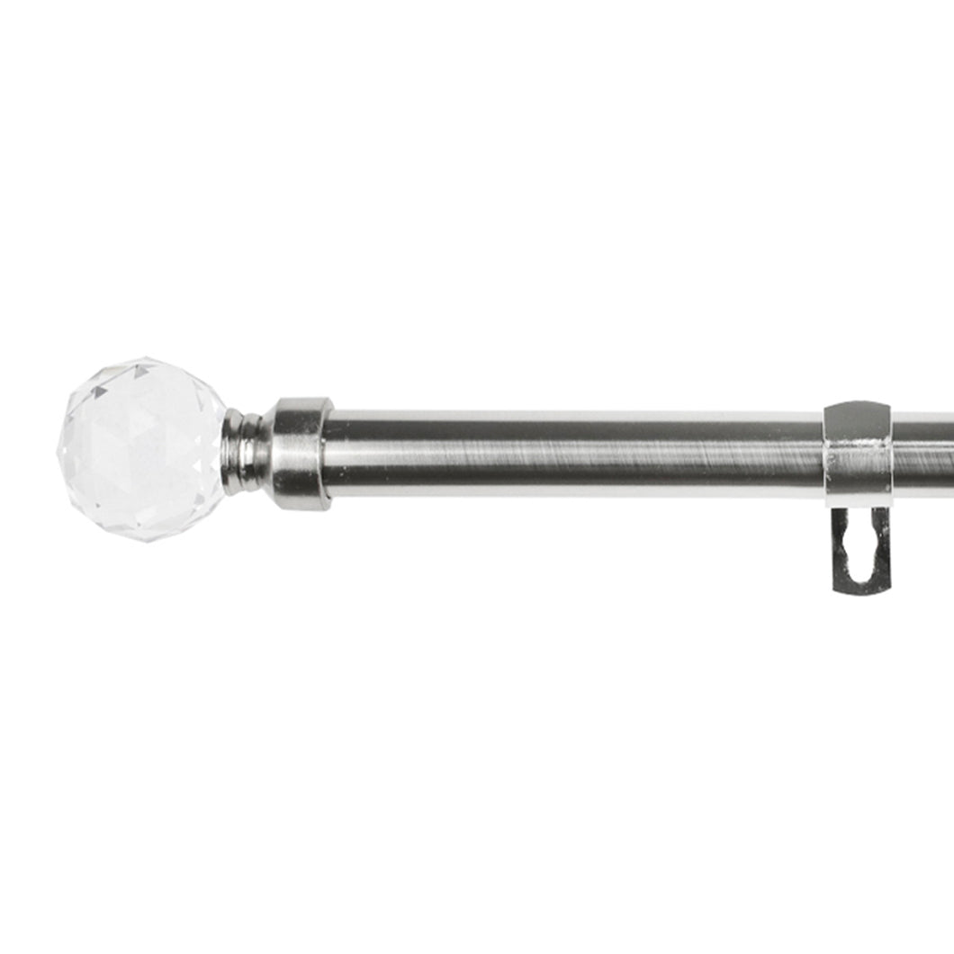 Barra De Cortinas Universal Extensible Acero Bola Cristal. Plata