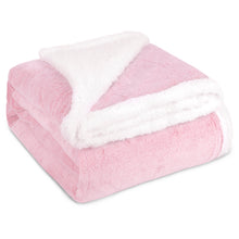 Cargar imagen en el visor de la galería, Manta reversible para sofá o cama de borreguito y franela- Rosa

