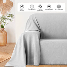 Cargar imagen en el visor de la galería, Colcha Plaid Multiusos, Jarapas para Sofá- Liso Gris Claro
