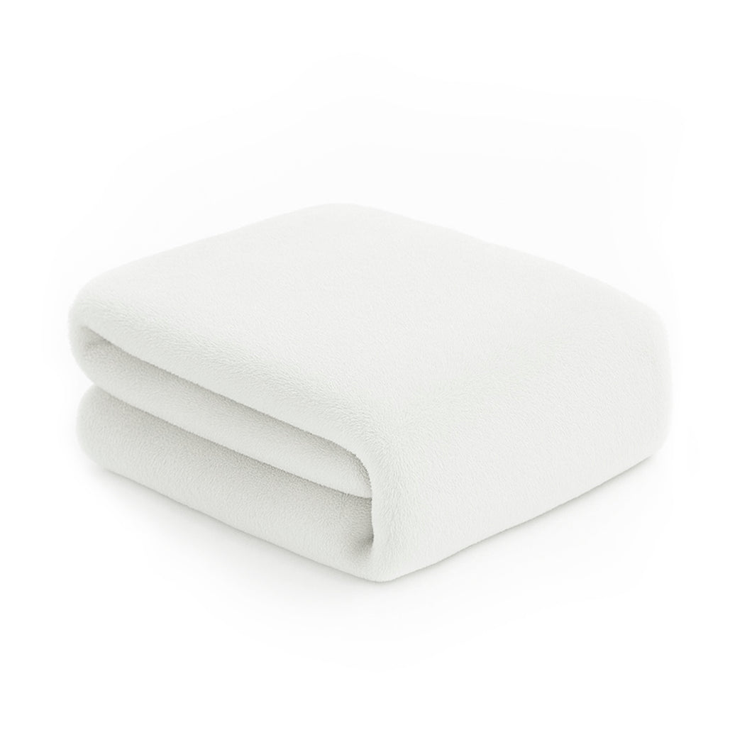 Manta Coral Suave 130x170cm Ligera, Cálida- Blanco