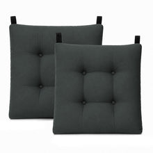 Cargar imagen en el visor de la galería, Cojines para Silla de 40x40x8cm Acolchados con Cintas de Sujeción Antideslizantes- Gris Oscuro
