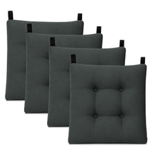 Cargar imagen en el visor de la galería, Cojines para Silla de 40x40x8cm Acolchados con Cintas de Sujeción Antideslizantes- Gris Oscuro

