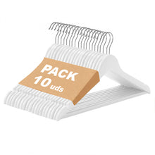 Cargar imagen en el visor de la galería, Perchas de Madera Natural con Barra Antideslizante- Blanco
