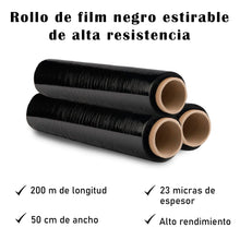 Cargar imagen en el visor de la galería, Film Negro para Embalar, Flexible y Resistente 50cm x 200metros
