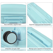 Cargar imagen en el visor de la galería, Juego de 4 Maletas de Viaje Neceser, Cabina, Mediana y Grande de Polipropileno- Azul Claro
