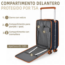 Cargar imagen en el visor de la galería, Maleta de Cabina 54x24x35cm de Polipropileno, Abertura Superior y Cerradura TSA - Marino
