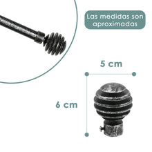 Cargar imagen en el visor de la galería, Barra De Cortinas Universal Extensible Metal Bola Rota. Negro+Gris
