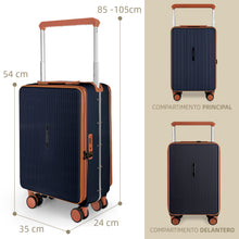 Cargar imagen en el visor de la galería, Maleta de Cabina 54x24x35cm de Polipropileno, Abertura Superior y Cerradura TSA - Marino
