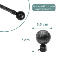 Cargar imagen en el visor de la galería, Barra De Cortinas Universal Extensible Metal Bola. Negro+Gris
