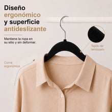 Cargar imagen en el visor de la galería, Perchas de Terciopelo Antideslizantes con Ranura- Negro

