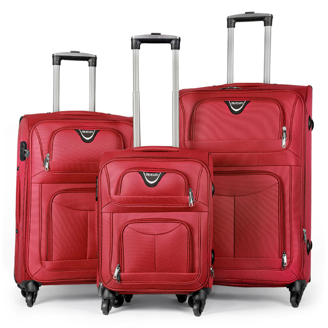 Juego de Maletas 3pcs Cabina, Mediana y Grande de Tela, Maleta Expandible- Rojo