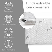 Cargar imagen en el visor de la galería, Almohada Viscoelástica de Carbono Perforado, Indeformable y Ergonómica- 135 cm
