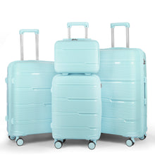 Cargar imagen en el visor de la galería, Juego de 4 Maletas de Viaje Neceser, Cabina, Mediana y Grande de Polipropileno- Azul Claro
