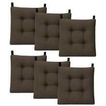 Cargar imagen en el visor de la galería, Cojines para Silla de 40x40x8cm Acolchados con Cintas de Sujeción Antideslizantes- Marrón
