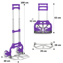Cargar imagen en el visor de la galería, Carretilla Plegable de Aluminio+Cuerda, Soporta hasta 70KG- Lila
