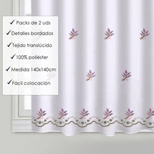 Cargar imagen en el visor de la galería, Cortinas de Cocina 140x140cm Translucidas 2 pc- Lavanda

