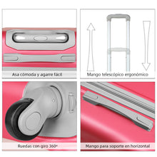Cargar imagen en el visor de la galería, Juego de 3 Maletas de Viaje Cabina, Mediana y Grande de ABS - Rosa
