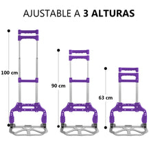 Cargar imagen en el visor de la galería, Carretilla Plegable de Aluminio+Cuerda, Soporta hasta 70KG- Lila
