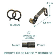 Cargar imagen en el visor de la galería, Barra De Cortinas Universal Extensible Metal Bola Rota. Negro+Dorado

