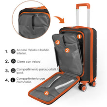 Cargar imagen en el visor de la galería, Maleta de Cabina 55x22x36cm de Polipropileno con Cerradura TSA - Negro
