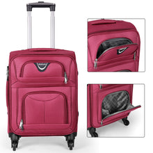 Cargar imagen en el visor de la galería, Juego de Maletas 3pcs Cabina, Mediana y Grande de Tela, Maleta Expandible- Burdeos
