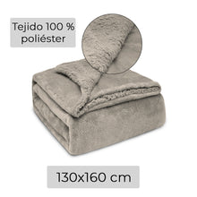 Cargar imagen en el visor de la galería, Manta Borreguito Sherpa 130x160cm Reversible Extra Suave- Marrón
