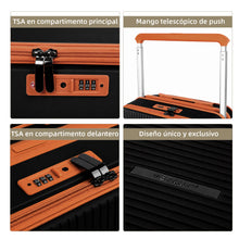 Cargar imagen en el visor de la galería, Maleta de Cabina 54x24x35cm de Polipropileno, Abertura Superior y Cerradura TSA - Negro
