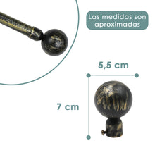 Cargar imagen en el visor de la galería, Barra De Cortinas Universal Extensible Metal Bola. Negro+Dorado
