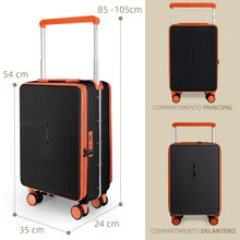 Cargar imagen en el visor de la galería, Maleta de Cabina 54x24x35cm de Polipropileno, Abertura Superior y Cerradura TSA - Negro
