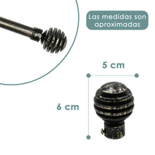 Cargar imagen en el visor de la galería, Barra De Cortinas Universal Extensible Metal Bola Rota. Negro+Dorado
