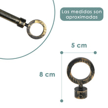 Cargar imagen en el visor de la galería, Barra De Cortinas Universal Extensible Metal Aro. Negro+Dorado
