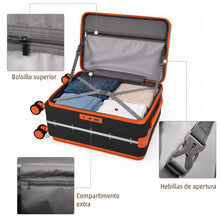 Cargar imagen en el visor de la galería, Maleta de Cabina 54x24x35cm de Polipropileno, Abertura Superior y Cerradura TSA - Negro
