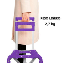 Cargar imagen en el visor de la galería, Carretilla Plegable de Aluminio+Cuerda, Soporta hasta 70KG- Lila
