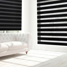 Cargar imagen en el visor de la galería, Estor Enrollable De Doble Capa, Noche y Día, Translúcido y Oscurecido Negro
