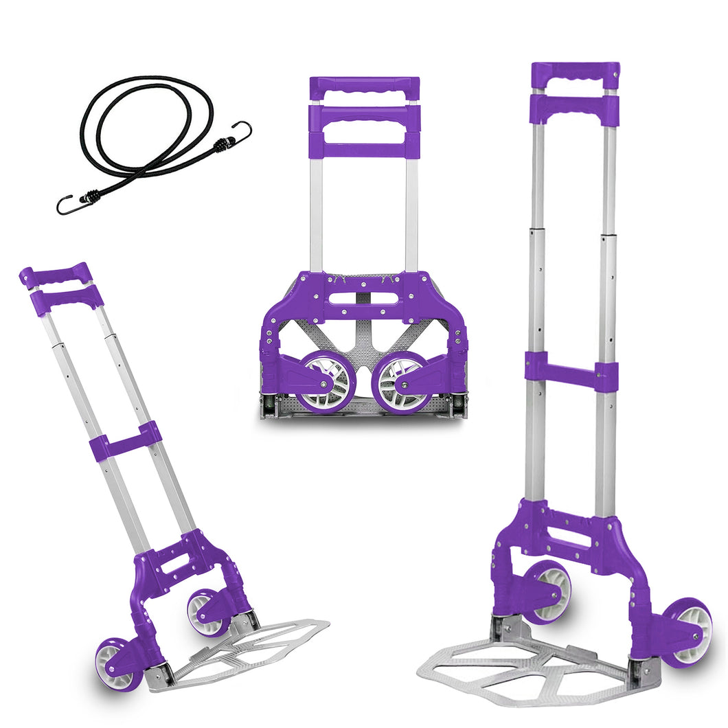 Carretilla Plegable de Aluminio+Cuerda, Soporta hasta 70KG- Lila