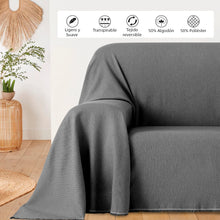 Cargar imagen en el visor de la galería, Colcha Plaid Multiusos, Jarapas para Sofá- Liso Gris Oscuro
