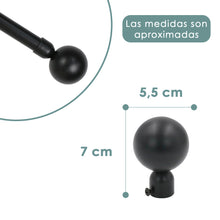 Cargar imagen en el visor de la galería, Barra De Cortinas Universal Extensible Metal Bola. Negro

