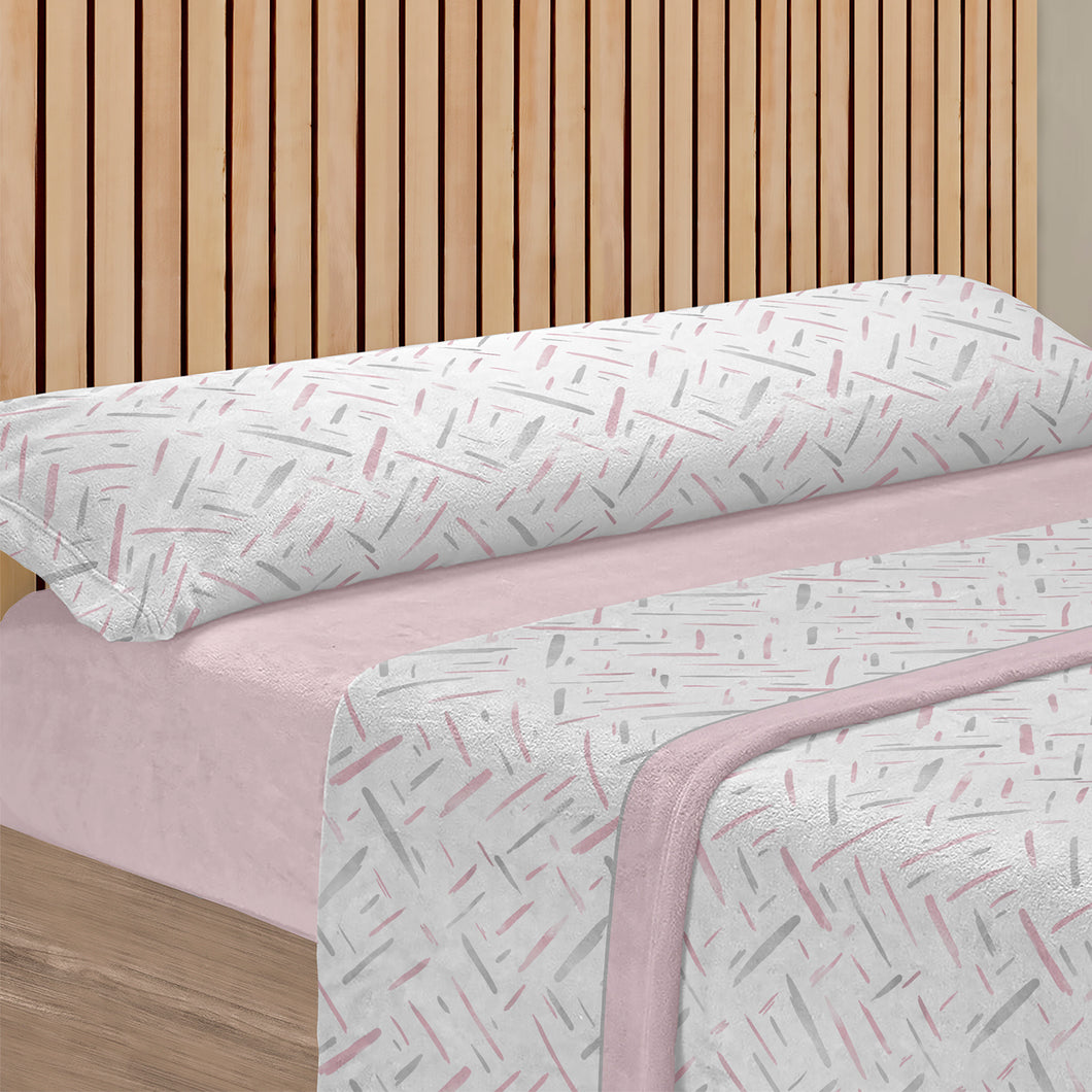 Juego de sábanas de 3 Piezas Invierno- Rayas Rosa