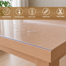 Cargar imagen en el visor de la galería, Protector de Mesa Transparente de PVC, Mantel Grueso 1,5 mm Impermeable, Anti manchas -Mesa Rectangular y Redonda
