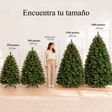 Cargar imagen en el visor de la galería, Árbol de Navidad Artificial con Piñas Decorativas Altura de 180/210cm
