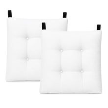 Cargar imagen en el visor de la galería, Cojines para Silla de 40x40x8cm Acolchados con Cintas de Sujeción Antideslizantes- Blanco
