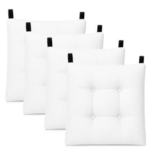 Cargar imagen en el visor de la galería, Cojines para Silla de 40x40x8cm Acolchados con Cintas de Sujeción Antideslizantes- Blanco
