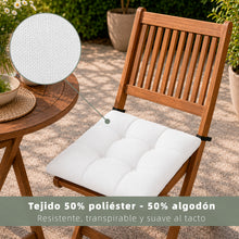 Cargar imagen en el visor de la galería, Cojines para Silla de 40x40x8cm Acolchados con Cintas de Sujeción Antideslizantes- Blanco
