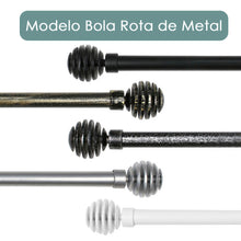 Cargar imagen en el visor de la galería, Barra De Cortinas Universal Extensible Metal Bola Rota. Blanco
