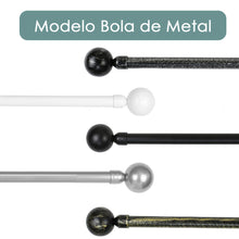 Cargar imagen en el visor de la galería, Barra De Cortinas Universal Extensible Metal Bola. Negro+Dorado
