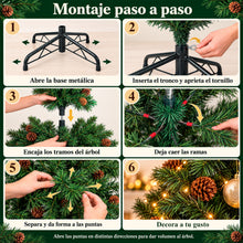 Cargar imagen en el visor de la galería, Árbol de Navidad Artificial con Piñas Decorativas Altura de 180/210cm
