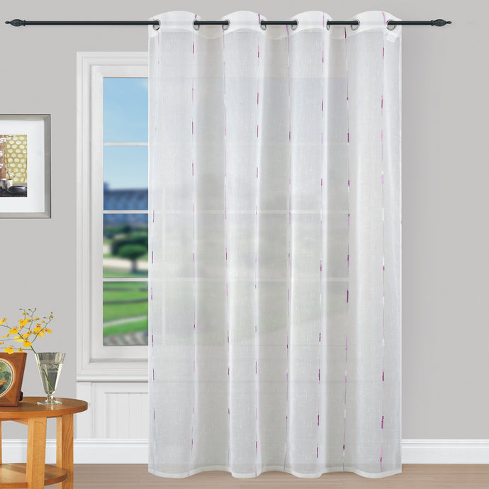 Cortinas translúcidas bordadas de un visillo color lila de 2 piezas